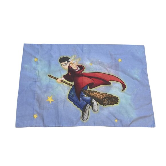 Vintage Harry Potter Pillowcase Quiditch Golden Snitch Double Sided - Picture 2 of 4